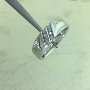 Solid 10k white gold 1/4 CT diamond unisex band